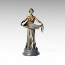 Bougeoir Bronze Sculpture jupe Lady Brass Statue Candleholder Tpch-055